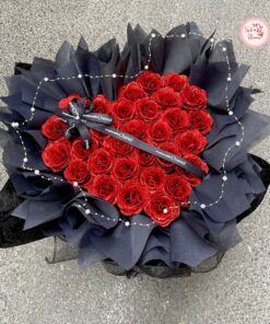 Bó hoa nhũ to 40 bông trái tym phối đèn nháy siêu xinh