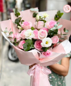 Bó hoa tone hồng pastel lớn