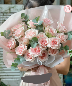 Bó hoa tone hồng pastel lớn