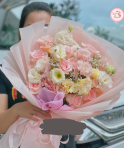 Bó hoa tone hồng pastel lớn