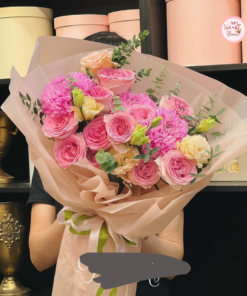 Bó hoa tone hồng pastel lớn
