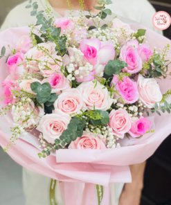 Bó hoa tone hồng pastel lớn