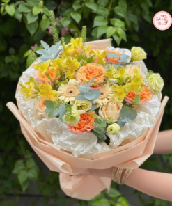 Bó hoa tone cam vàng mix