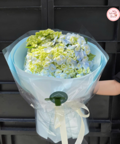Bó hoa cẩm tú cầu tone xanh xinh xắn