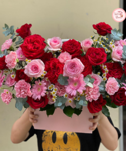 Tổng hợp mẫu giỏ hoa tone hồng phấn