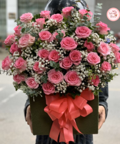 Tổng hợp mẫu giỏ hoa tone hồng phấn