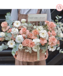 Tổng hợp mẫu giỏ hoa tone hồng phấn