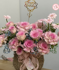 Tổng hợp mẫu giỏ hoa tone hồng phấn