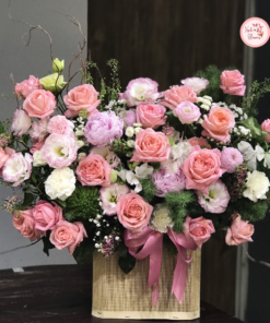 Tổng hợp mẫu giỏ hoa tone hồng phấn