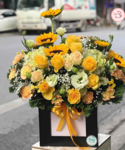 Tổng hợp mẫu giỏ hoa tone vàng