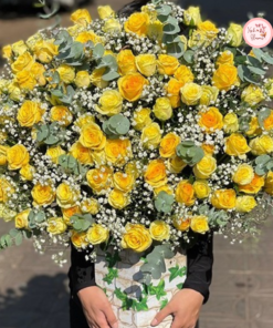 Tổng hợp mẫu giỏ hoa tone vàng