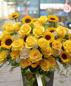 Tổng hợp mẫu giỏ hoa tone vàng