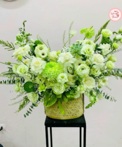 Giỏ hoa tone xanh lá 01