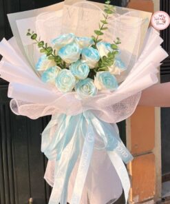 Bó hoa nhũ Galaxy xanh phố lá táo