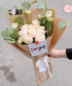 Bó hoa hồng tone hồng xinh xắn