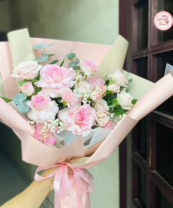 Bó hoa hồng mix tone hồng