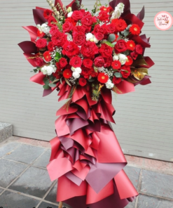 Tổng hợp kế hoa chúc mừng, hoa khai trương tone đỏ may mắn