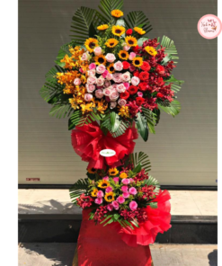 Tổng hợp kế hoa chúc mừng, hoa khai trương tone đỏ may mắn