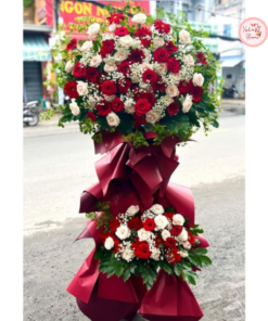 Tổng hợp kế hoa chúc mừng, hoa khai trương tone đỏ may mắn