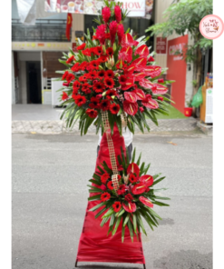 Tổng hợp kế hoa chúc mừng, hoa khai trương tone đỏ may mắn