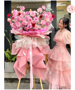 Tổng hợp kế hoa chúc mừng, hoa khai trương tone hồng dịu dàng