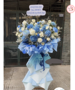 Tổng hợp kế hoa chúc mừng, hoa khai trương tone xanh dương