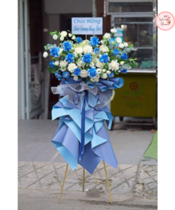 Tổng hợp kế hoa chúc mừng, hoa khai trương tone xanh dương