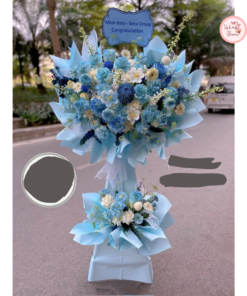 Tổng hợp kế hoa chúc mừng, hoa khai trương tone xanh dương