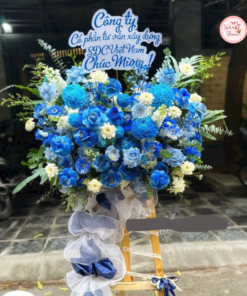 Tổng hợp kế hoa chúc mừng, hoa khai trương tone xanh dương