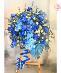 Tổng hợp kế hoa chúc mừng, hoa khai trương tone xanh dương