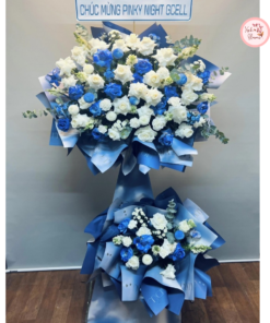 Tổng hợp kế hoa chúc mừng, hoa khai trương tone xanh dương