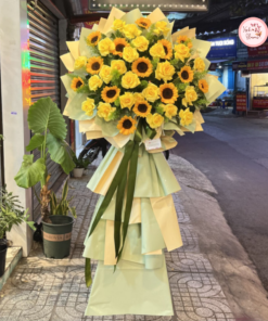 Tổng hợp kế hoa chúc mừng, hoa khai trương tone vàng