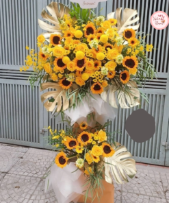 Tổng hợp kế hoa chúc mừng, hoa khai trương tone vàng