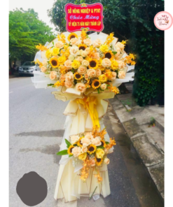 Tổng hợp kế hoa chúc mừng, hoa khai trương tone vàng